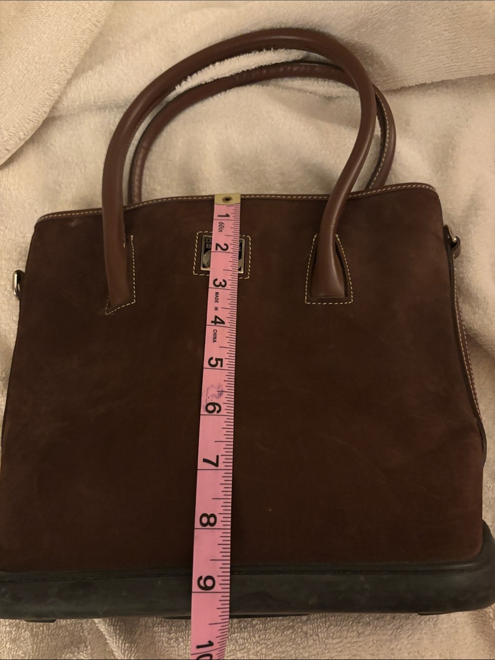 Dooney & Bourke Dark Brown Suede Shoulder Tote - Picture 6 of 7